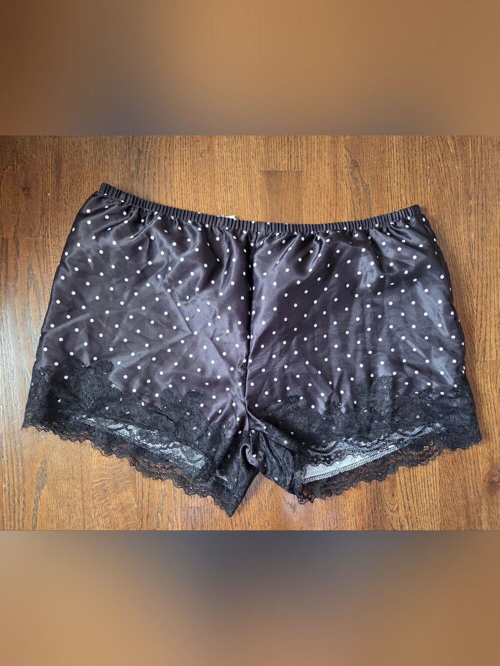 New Zoe + Liv Womens Largr Black Polkadot Satin Pajama Shorts